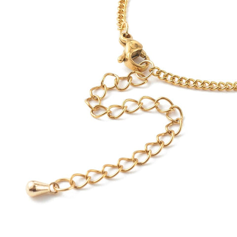 BeadsBalzar Beads & Crafts (SB8837-G) 304 Stainless Steel Curb Chain Bracelet Golden (16.5cm) (1 PC)