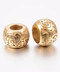 BeadsBalzar Beads & Crafts (SB8892-G) Ion Plating(IP) 304 Stainless Steel Beads, Large Hole Beads, Golden, 13x9mm  (2 PCS)