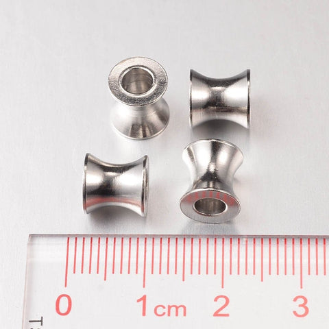 BeadsBalzar Beads & Crafts (SB9080-P) 304 Stainless Steel European Large Hole Beads, 8x8mm (4 PCS)