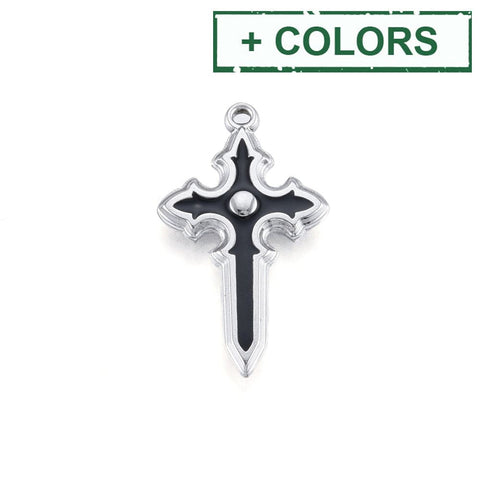 BeadsBalzar Beads & Crafts (SC8766-X) 304 Stainless Steel Pendants, with Enamel, Cross, 33.5x20mm (2 PCS)