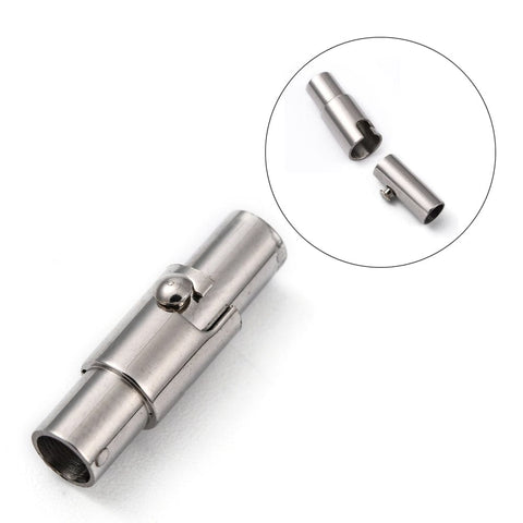 BeadsBalzar Beads & Crafts (SC8819-5) Smooth 304 Stainless Steel Magnetic Screw Clasps, 5x16.5mm (2 PCS)