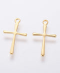 BeadsBalzar Beads & Crafts (SC8843-G) 304 Stainless Steel Pendants, Cross, Golden 9.5x16mm (10 PCS)