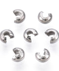 BeadsBalzar Beads & Crafts (SC8920-S) 304 Stainless Steel Crimp Beads Covers, 3.5x4mm (20 PCS)