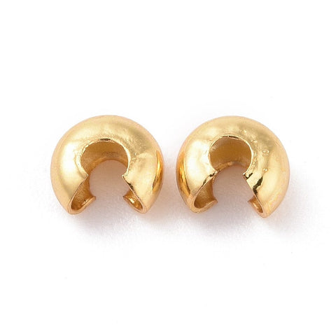 BeadsBalzar Beads & Crafts (SC8921-G)304 Stainless Steel Crimp Beads Covers, Golden, 5x4.5x3mm (10 PCS)