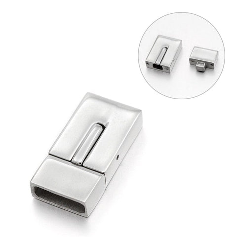 BeadsBalzar Beads & Crafts (SC9203-62C) Smooth 304 Stainless Steel Rectangle Bayonet Clasps, 23x12x6mm (1 SET)