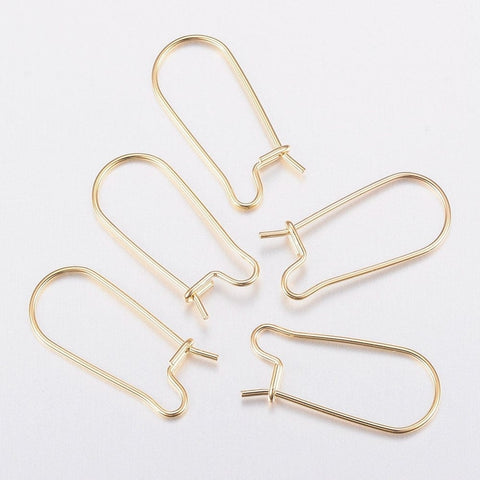 BeadsBalzar Beads & Crafts (SE5750-16PC) 304 Stainless Steel Earring Hooks, Golden  20mm long (16 PCS)