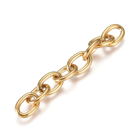 BeadsBalzar Beads & Crafts (SE6938A-20PC) 304 Stainless Steel Chain Extender,  Golden 50MM (20 PCS)