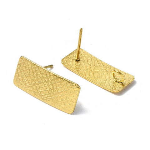 BeadsBalzar Beads & Crafts (SE8936-IGP) Ion Plating(IP) 304 Stainless Steel Stud Earring, Golden, 20x8mm (1 PAIR)