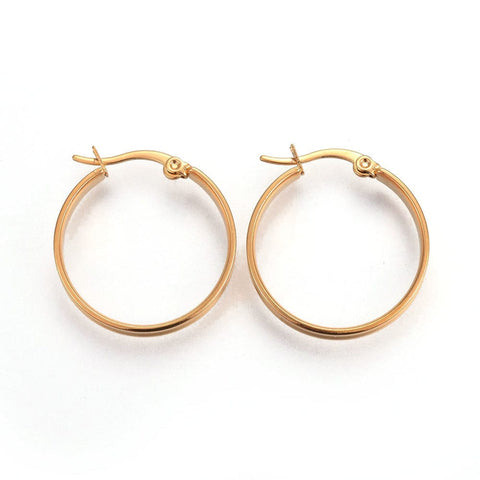 BeadsBalzar Beads & Crafts (SE8986-IG) Ion Plating(IP) 304 Stainless Steel Hoop Earrings, 25mm (1 PAIR)
