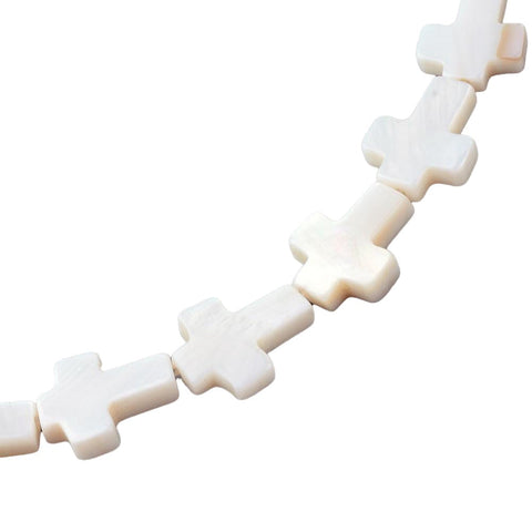 BeadsBalzar Beads & Crafts Sea Shell Beads, Cross, Ivory Size: about 11~12mm long, 9~10mm wide