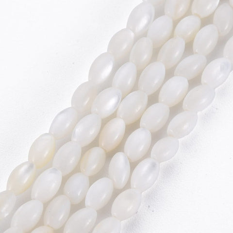 BeadsBalzar Beads & Crafts SEASHELL COLOR Natural Freshwater Shell Beads Strands, Rice, 5x3mm, (39.5~40cm)