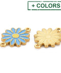 BeadsBalzar Beads & Crafts (SF8787-X) 304 Stainless Steel Enamel Links, Ion Plating(IP), Golden, Flower 21mm (2 PCS)