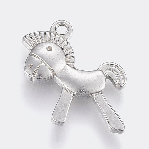 BeadsBalzar Beads & Crafts (SH9040-P) 304 Stainless Steel Pendants, Horse, 20mm (2 PCS)