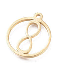 BeadsBalzar Beads & Crafts (SI9027-IG) Ion Plating(IP) 304 Stainless Steel Pendan, Ring with Infinity, Golden 16mm (1 PC)