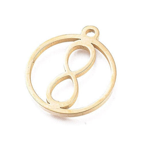 BeadsBalzar Beads & Crafts (SI9027-IG) Ion Plating(IP) 304 Stainless Steel Pendan, Ring with Infinity, Golden 16mm (1 PC)