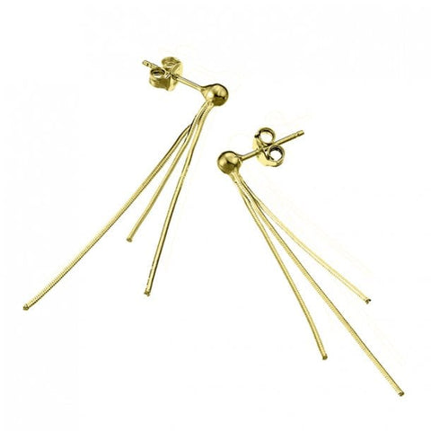 BeadsBalzar Beads & Crafts SILVER 925 / 3 MIC. GD.PL. (925-E141-3GP) (925-E141-X) SILVER 925 TRIPLE CHAIN+BEAD EARRINGS (1 PIAR)