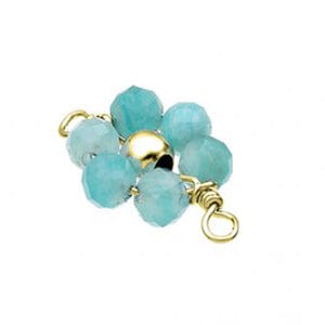 BeadsBalzar Beads & Crafts SILVER 925 / 3 MIC.GD.PL/ AMAZONITE (925-F98-ST-3GP) (925-F98-X) SILVER 925 WIRED 10MM STONE FLOWER CHARMS WITH 2 RINGS (1 PC)
