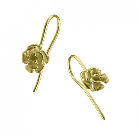 BeadsBalzar Beads & Crafts SILVER 925 / 3 MICRON GOLD PLATED (925-R127-3GP) (925-R127-X) SILVER 925 EARRINGS HOOKS WITH ROSES (1 PAIR)