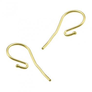 BeadsBalzar Beads & Crafts SILVER 925 / 3 MICRON GOLD PLATED (925-S126-3GP) (925-S126-X) SILVER 925 HOOK EARRING SUPPORTS WITH BEAD 0,8MM WIRE (1 PAIR)