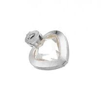 BeadsBalzar Beads & Crafts SILVER 925 (925-CUBI-4PC) (925-CUBI-X-4PCS) Sterling silver clear crystal heart pendants (4 PCS)