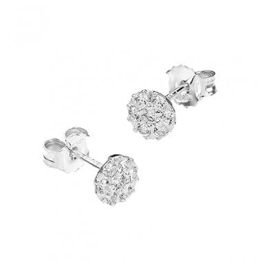 BeadsBalzar Beads & Crafts SILVER 925 (925-E108-S) (925-E108-X) SILVER 925 6MM BUTTONED WHITE ZIRCONIUM EARRINGS WITH PIN (1 PAIR)
