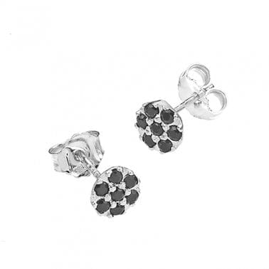 BeadsBalzar Beads & Crafts SILVER 925 (925-E130-S) (925-E130-X) SILVER 925 6MM BUTTONED BLACK ZIRCONIUM EARRINGS WITH PIN (1 PAIR)