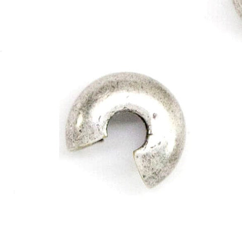 BeadsBalzar Beads & Crafts SILVER ANTIQUE (GQ6394-S) (GQ6394-X) Brass Crimp bead cover 5mm (10 PCS)