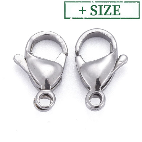 BeadsBalzar Beads & Crafts (SJ7056-X) 304 Stainless Steel Lobster Clasps 11x7mm (12 pcs)
