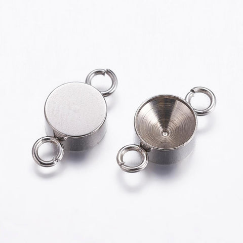 BeadsBalzar Beads & Crafts (SL9082-P) 304 Stainless Steel Connector Rhinestone Settings, 6x12mm, fit for 7mm rhinestone. (4 PCS)