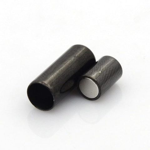 BeadsBalzar Beads & Crafts (SM9001-B) 304 Stainless Steel Magnetic Clasps, Column, Gunmetal  7x17mm (1 SET)
