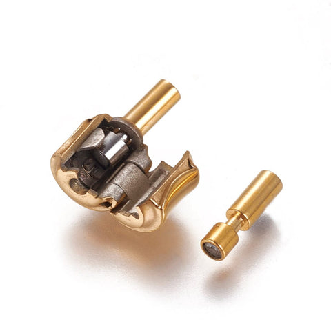 BeadsBalzar Beads & Crafts (SM9003-G) 304 Stainless Steel Magnetic Clasps, Column, Golden 8x21mm (1 SET)