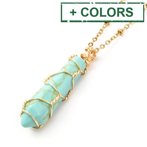 BeadsBalzar Beads & Crafts (SN8914-01) Pendant Necklace, Copper Wire Wrap Pendant and 304 Stainless Steel Necklace,(40.5cm)