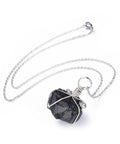 BeadsBalzar Beads & Crafts (SN8915-BLA) Natural Tourmaline Pendant Necklaces, with 304 Stainless Steel Cable Chains, Black (44.5cm)