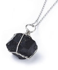 BeadsBalzar Beads & Crafts (SN8915-BLA) Natural Tourmaline Pendant Necklaces, with 304 Stainless Steel Cable Chains, Black (44.5cm)