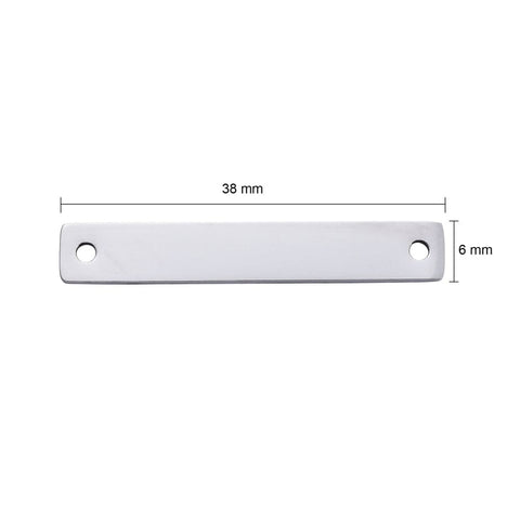 BeadsBalzar Beads & Crafts (SN8917-S) 304 Stainless Steel Links Connectors,Tags, Rectangle, 38mm (2 PCS)