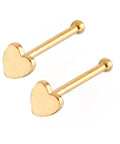 BeadsBalzar Beads & Crafts (SN9020G) Heart 304 Stainless Steel Nose Studs, 8.5mm (2 PCS)