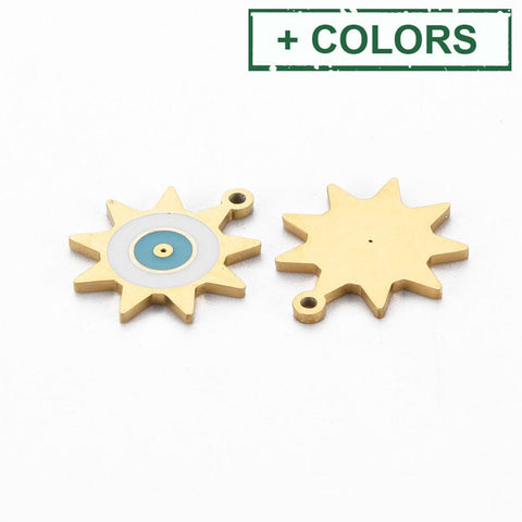 BeadsBalzar Beads & Crafts (SP8758-X) 304 Stainless Steel Sun Pendant 12MM ( 2 PCS)