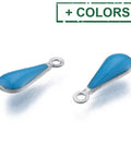 BeadsBalzar Beads & Crafts (SP8890-X) 304 Stainless Steel Enamel Charms, Teardrop, 12x4.5x2mm (10 PCS)