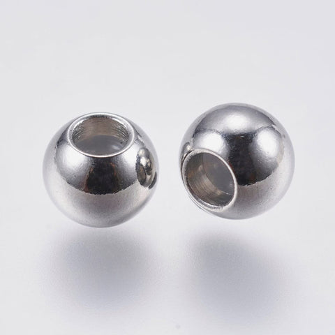 BeadsBalzar Beads & Crafts (SP9000-P) 304 Stainless Steel Beads, with Rubber Inside, Rondelle, 6mm (4 PCS)