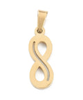 BeadsBalzar Beads & Crafts (SP9029-IG) Ion Plating(IP) 304 Stainless Steel Pendants, Infinity, Golden, 19x7x1.5mm (1 PC)