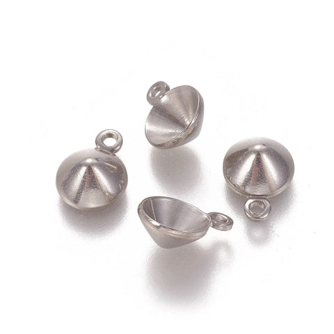 BeadsBalzar Beads & Crafts (SP9084-P) 304 Stainless Steel Pendant Rhinestone Settings, Cone, 8x11x4mm  fit for 7mm rhinestone (4 PCS)