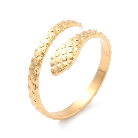 BeadsBalzar Beads & Crafts (SR8836-G) Ion Plating(IP) 304 Stainless Steel Snake Ring Golden 17.3mm (1 PC)