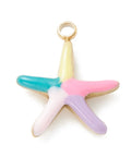 BeadsBalzar Beads & Crafts (SS8768M) Ion Plating(IP) 304 Stainless Steel Enamel Charms, Golden, Starfish, Colorful, 14x12x3mm (2 PCS)