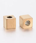 BeadsBalzar Beads & Crafts (SS8897-X) 304 Stainless Steel Beads, Cube, Golden (4 PCS)
