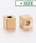 BeadsBalzar Beads & Crafts (SS8897-X) 304 Stainless Steel Beads, Cube, Golden (4 PCS)
