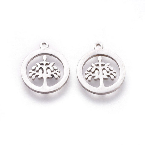 BeadsBalzar Beads & Crafts (ST9031-P) 304 Stainless Steel Charm Tree of Life, 12x14mm (4 PCS)