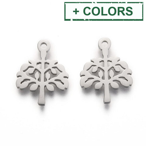 BeadsBalzar Beads & Crafts (ST9148-X) 304 Stainless Steel Pendants, Manual Polishing, Tree of Life, 16x13x1mm (2 PCS)