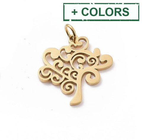 BeadsBalzar Beads & Crafts (ST9149-X) 304 Stainless Steel Pendants, Tree of Life, 20mm (2 PCS)