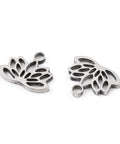 BeadsBalzar Beads & Crafts Stainless Steel 304 Stainless Steel Charms, Lotus Charms, 7.5x9.5x1mm