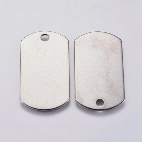 BeadsBalzar Beads & Crafts STAINLESS STEEL 304 Stainless Steel Pendants, Rectangle, Stamping Blank Tag, 19.5x35mm